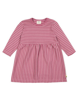 loud + proud - Bio Kinder Kleid Derby Rib mit Streifen, rosa