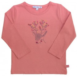 Enfant Terrible - Bio Kinder Langarmshirt mit Hirsch-Stickerei, rosa