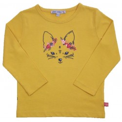 Enfant Terrible - Bio Kinder Langarmshirt mit Fuchs-Stickerei, honey