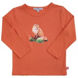 Enfant Terrible - Bio Kinder Langarmshirt mit kleinem Fuchsdruck, orange