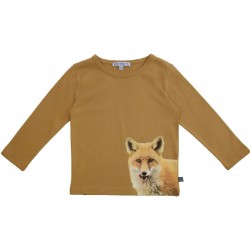 Enfant Terrible - Bio Kinder Langarmshirt mit großem Fuchsdruck, hellbraun