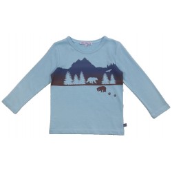 Enfant Terrible - Bio Kinder Langarmshirt mit Bär und Bergdruck, hellblau