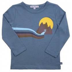 Enfant Terrible - Bio Kinder Langarmshirt mit Sonnenuntergang, blau