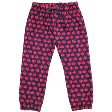 Enfant Terrible - Bio Kinder Webhose mit Jerseyfutter Blätterdruck, rot