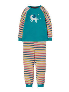 frugi - Bio Kinder Schlafanzug "Kernow" mit Pegasus-Druck und Streifen