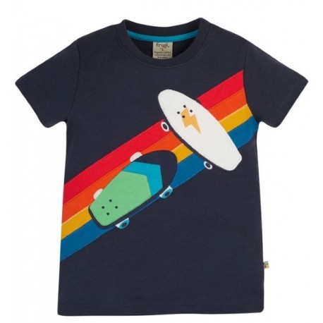frugi - Bio Kinder T-Shirt "Carsen" mit Skateboard-Applikationen