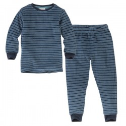People Wear Organic - Bio Kinder Frottee Schlafanzug mit Streifen, blau