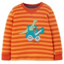 frugi - Bio Baby Langarmshirt "Easy on Top" mit Traktor und Dino-Applikation und Streifen