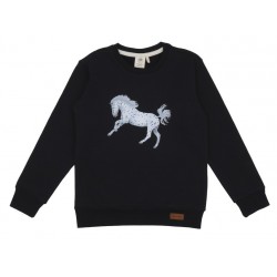 Walkiddy - Bio Kinder Sweatshirt mit Pferde-Druck, schwarz