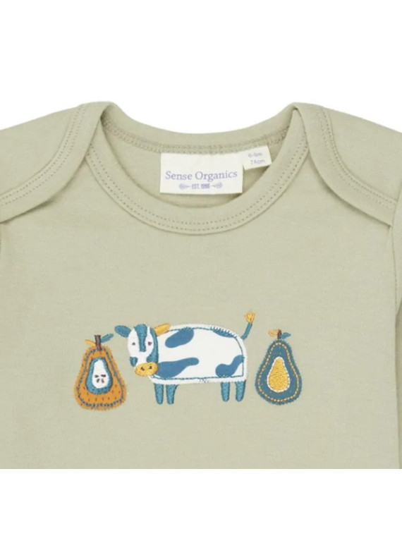Sense Organics - Bio Baby Langarmshirt "Timber" mit Kuh-Applikation