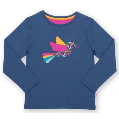 kite kids - Bio Kinder Langarmshirt mit Vogel-Applikation