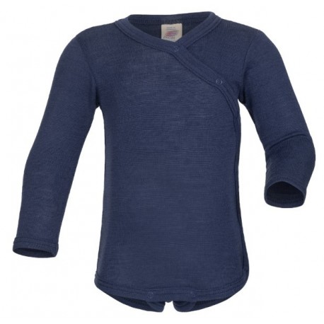 ENGEL - Bio Baby Wickelbody langarm, Wolle/Seide, marine