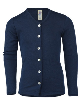 ENGEL - Bio Kinder Strickjacke, Wolle/Seide, marine