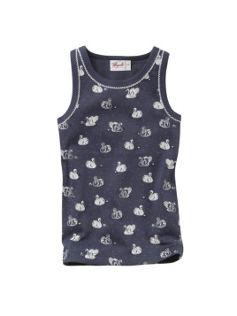 People Wear Organic - Bio Kinder Unterhemd mit Schwänen-Allover, blau