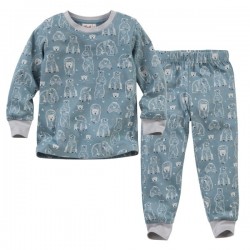 People Wear Organic - Bio Kinder Schlafanzug mit Eisbären-Allover, blau