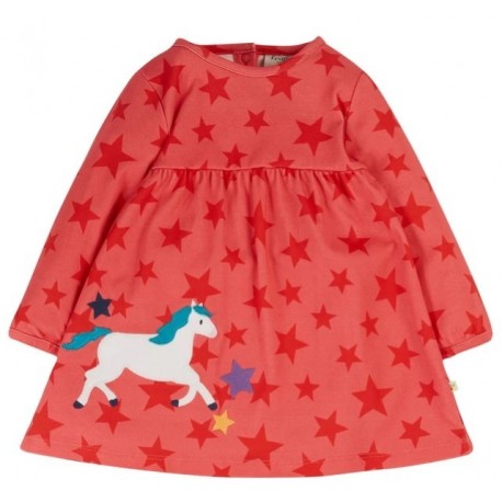 frugi - Bio Baby Jersey Kleid "Dolcie" mit Pferde-Applikation und Sternen