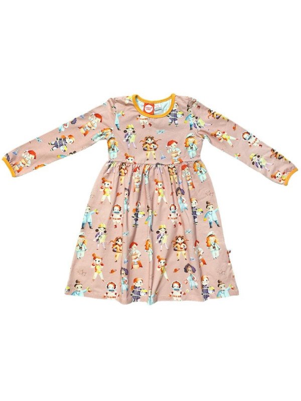 Curious Stories - Bio Kinder Jerseykleid mit Supermädchen-Allover