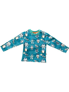 Curious Stories - Bio Kinder Langarmshirt mit Roboter-Allover