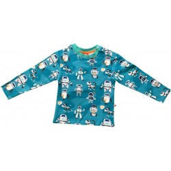 Curious Stories - Bio Kinder Langarmshirt mit Roboter-Allover