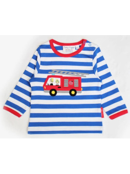Toby tiger - Bio Kinder Langarmshirt mit Feuerwehr-Motiv und Streifen