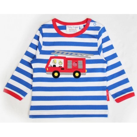 Toby tiger - Bio Kinder Langarmshirt mit Feuerwehr-Motiv und Streifen