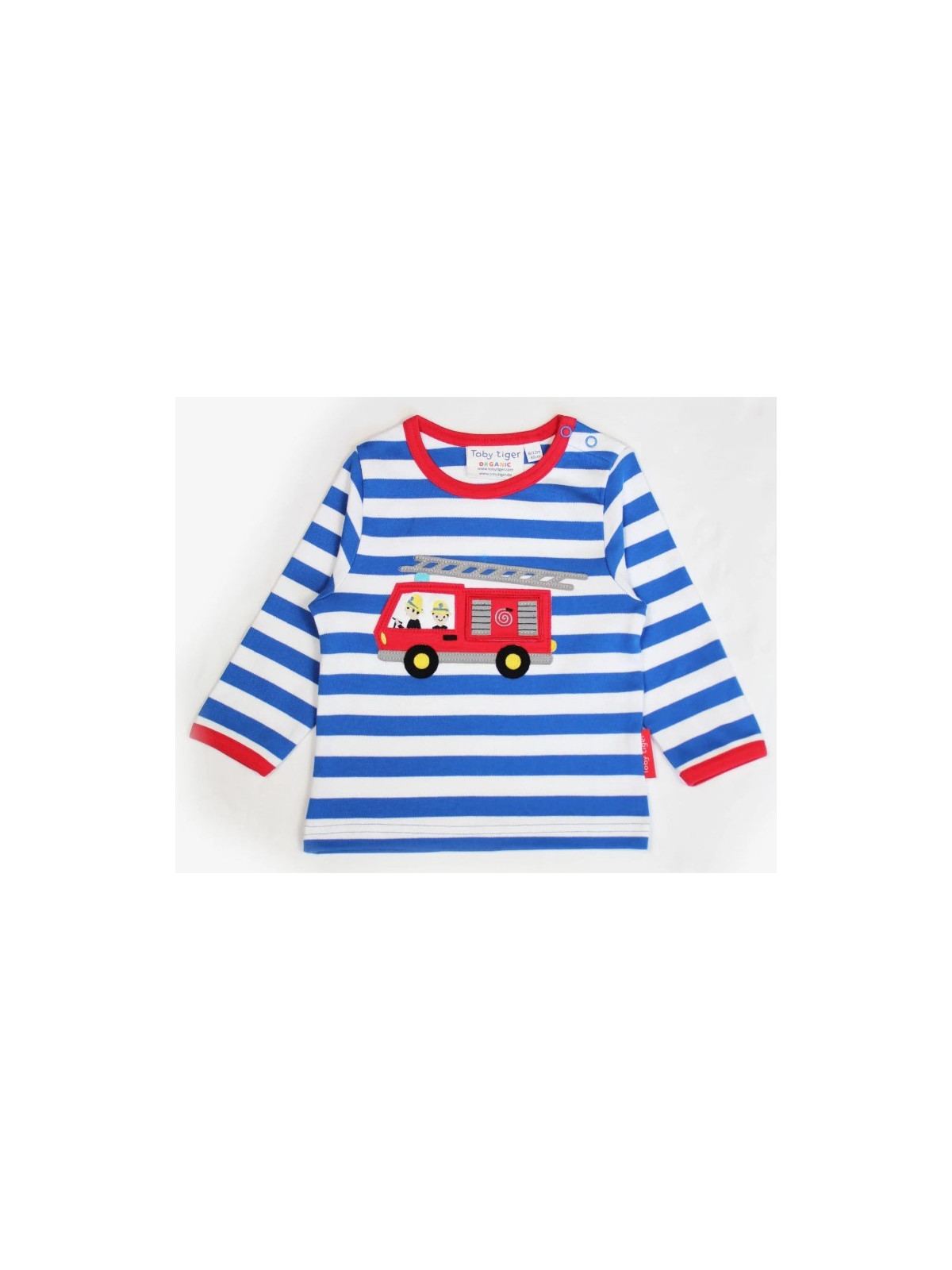 Toby tiger - Bio Kinder Langarmshirt mit Feuerwehr-Motiv und Streifen