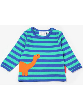 Toby tiger - Bio Kinder Langarmshirt mit "Diplodocus"-Dino-Motiv und Streifen