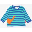 Toby tiger - Bio Kinder Langarmshirt mit "Diplodocus"-Dino-Motiv und Streifen