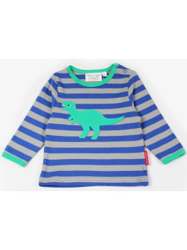 Toby tiger - Bio Kinder Langarmshirt mit "T-Rex"-Dino-Motiv und Streifen