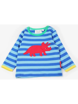 Toby tiger - Bio Kinder Langarmshirt mit "Triceratops"-Dino-Motiv und Streifen