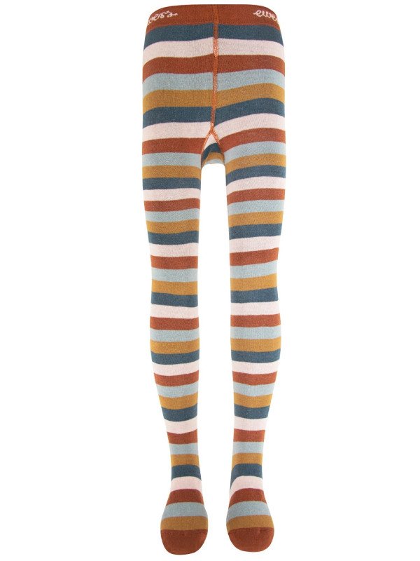 Ewers - Bio Kinder Strumpfhose mit Streifen, kupfer