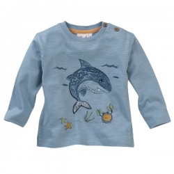 People Wear Organic - Bio Baby Langarmshirt mit freundlichem Hai-Druck