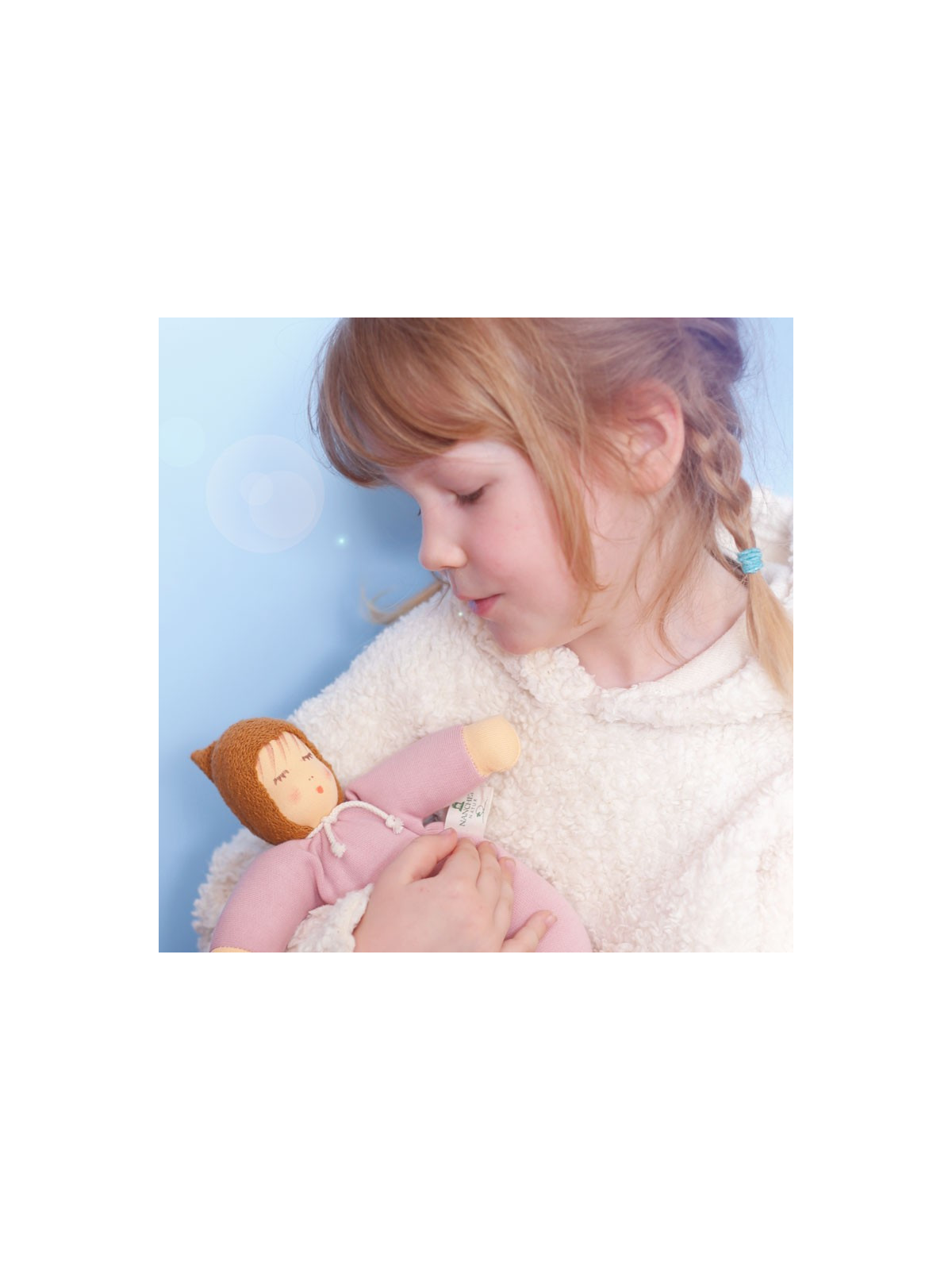 Nanchen Natur - Bio Baby Schmusepuppe "Walnussbaby" 22cm, rosa