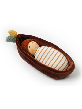 Nanchen Natur - Bio Baby Rassel "Eichenbaby im Rindenbett" 16cm