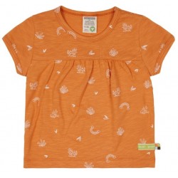 loud + proud - Bio Kinder T-Shirt mit Pflanzen-Allover, carrot