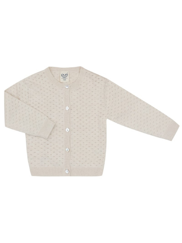 puri organic - Bio Baby Ajour Strickjacke, Baumwolle/Seide, natur