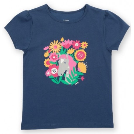 kite kids - Bio Kinder T-Shirt mit Pferde/Blumen-Druck