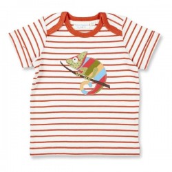 Sense Organics - Bio Baby T-Shirt "Tobi" mit Chamäleon-Applikation und Streifen