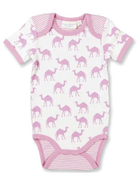 Sense Organics - Bio Baby Body kurzarm "Yvon" mit Kamel-Allover, rose