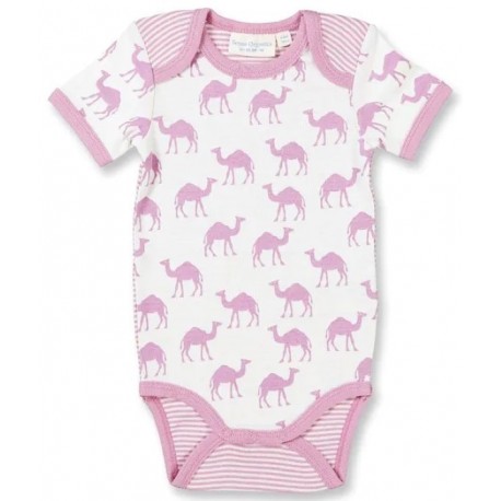 Sense Organics - Bio Baby Body kurzarm "Yvon" mit Kamel-Allover, rose