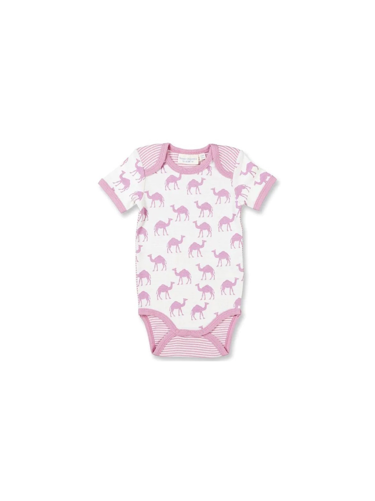 Sense Organics - Bio Baby Body kurzarm "Yvon" mit Kamel-Allover, rose