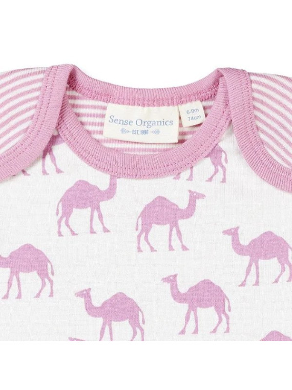 Sense Organics - Bio Baby Body kurzarm "Yvon" mit Kamel-Allover, rose