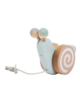 Friendly Toys  - Holzspielzeug Nachziehtier Schnecke,blau