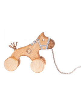 Friendly Toys  - Holzspielzeug Nachziehtier Pferd, blau