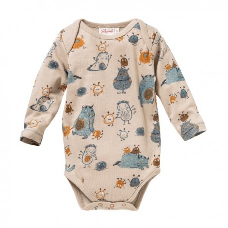 People Wear Organic - Bio Baby Body langarm mit Monster-Allover