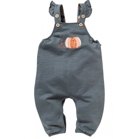 People Wear Organic - Bio Baby Sweat Latzhose mit Maus-Druck und Kürbis-Applikation