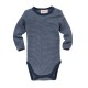 People Wear Organic - Bio Baby Body langarm mit Streifen, Wolle/Seide, dunkelblau