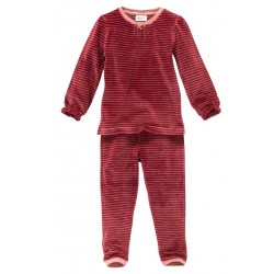 People Wear Organic - Bio Kinder Nicki Schlafanzug mit Streifen, dunkelbeere