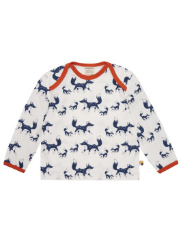 loud + proud - Bio Kinder Langarmshirt mit Fuchs-Allover, marine