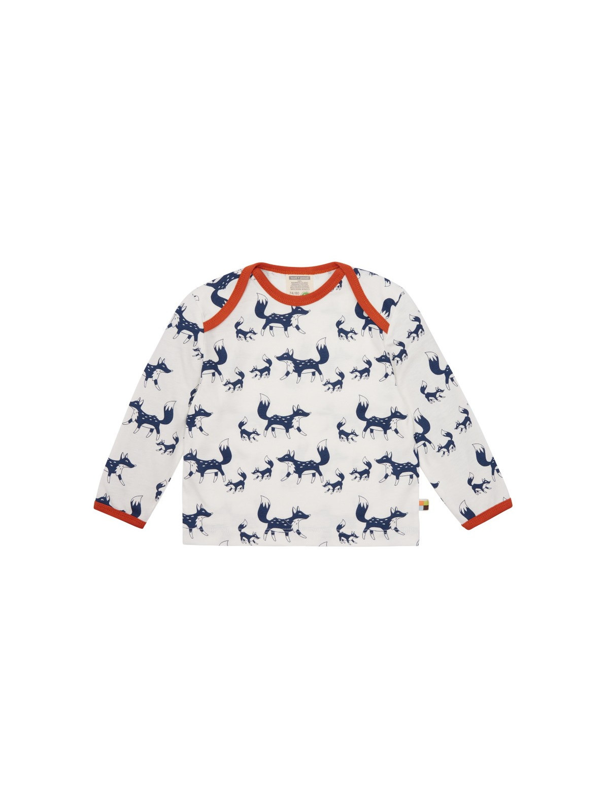 loud + proud - Bio Kinder Langarmshirt mit Fuchs-Allover, marine